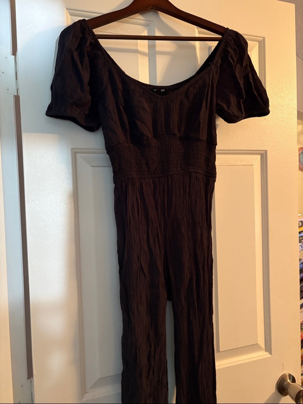 Black Puff-Sleeve Jumpsuit